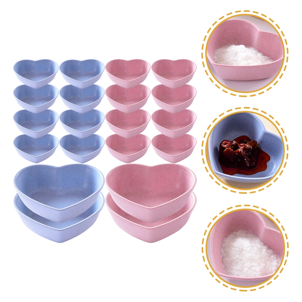 20pcs Dipping Bowls Heart Shape Dipping Sauce Bowls Wheat Straw Sauce Dishes Sauce Bowls For Party