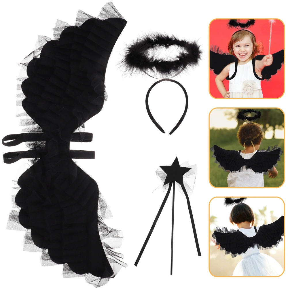 1 Set Angel Wing Prop Cosplay Angel Wing Decorative Angel Wing with Headband and Wand