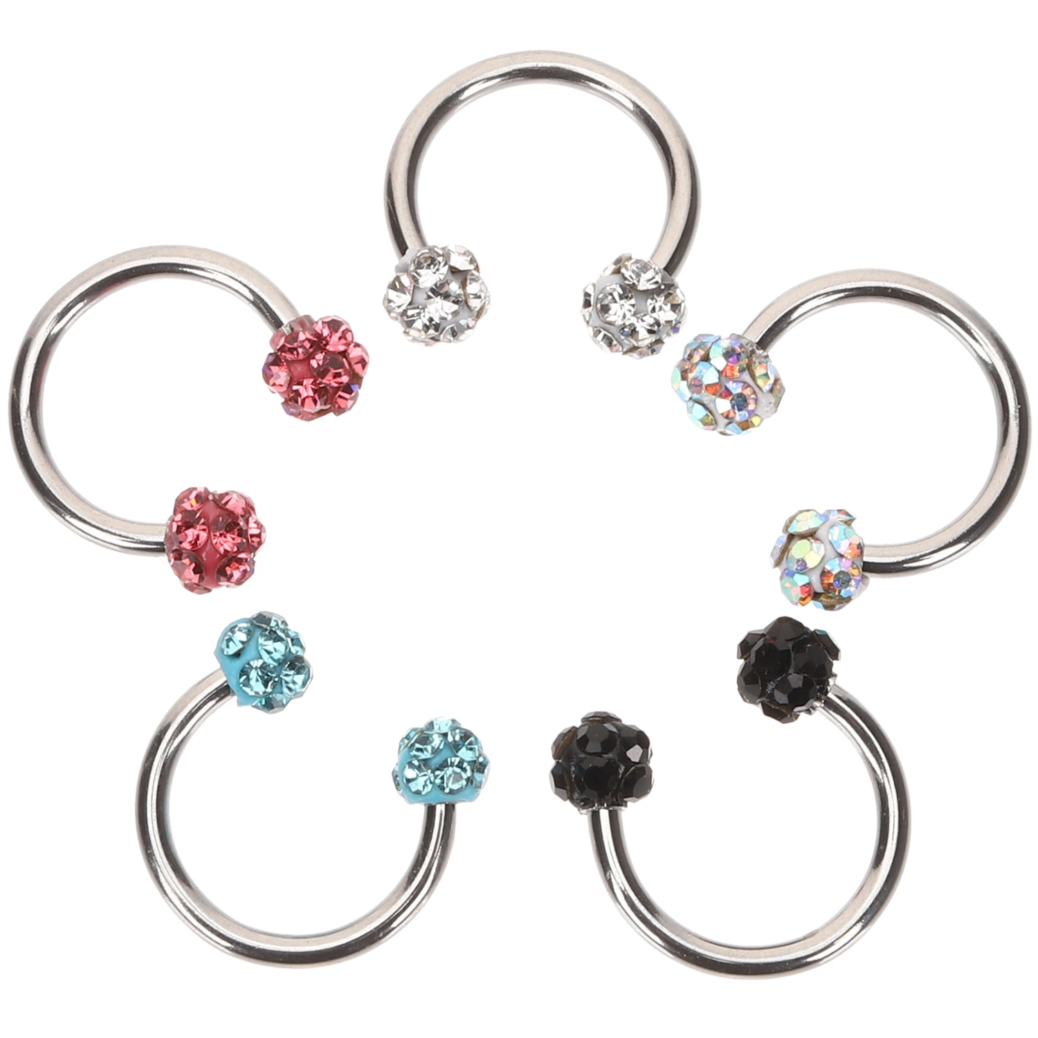 5Pcs Crystal Nose Rings Earring Eyebrow Lip Cartilage Piercing Ring Body Piercing Jewelry