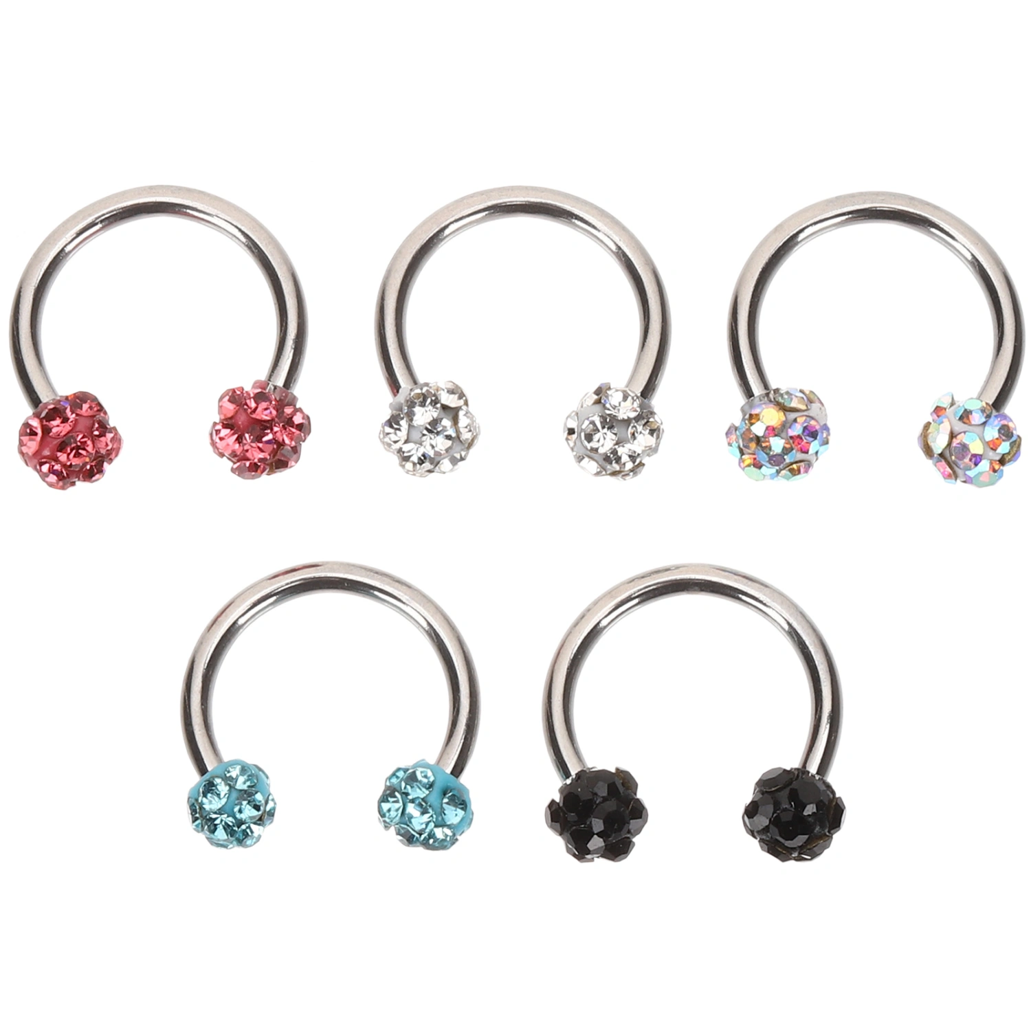 5Pcs Crystal Nose Rings Earring Eyebrow Lip Cartilage Piercing Ring Body Piercing Jewelry
