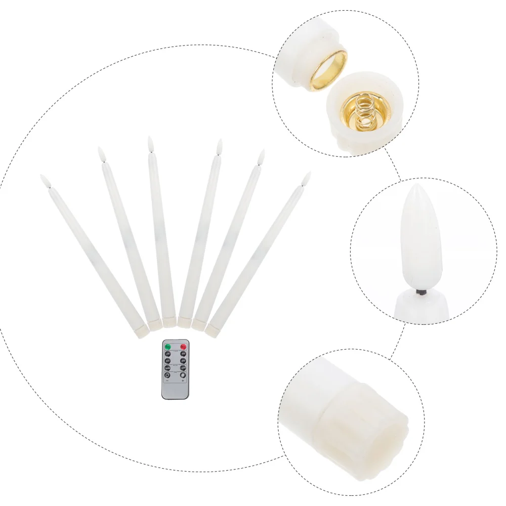 6Pcs Flameless Taper Candles with Remote Battery Operated Candle Light Wedding Christmas Decor