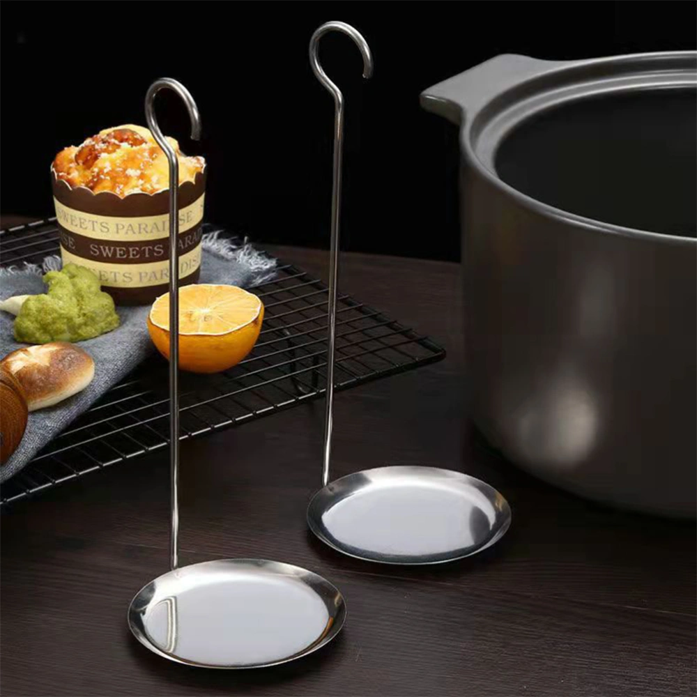 2Pcs Household Metal Handle Spoon Kitchen Frying Snack Spoon Non-stick Stainless Steel Spoon