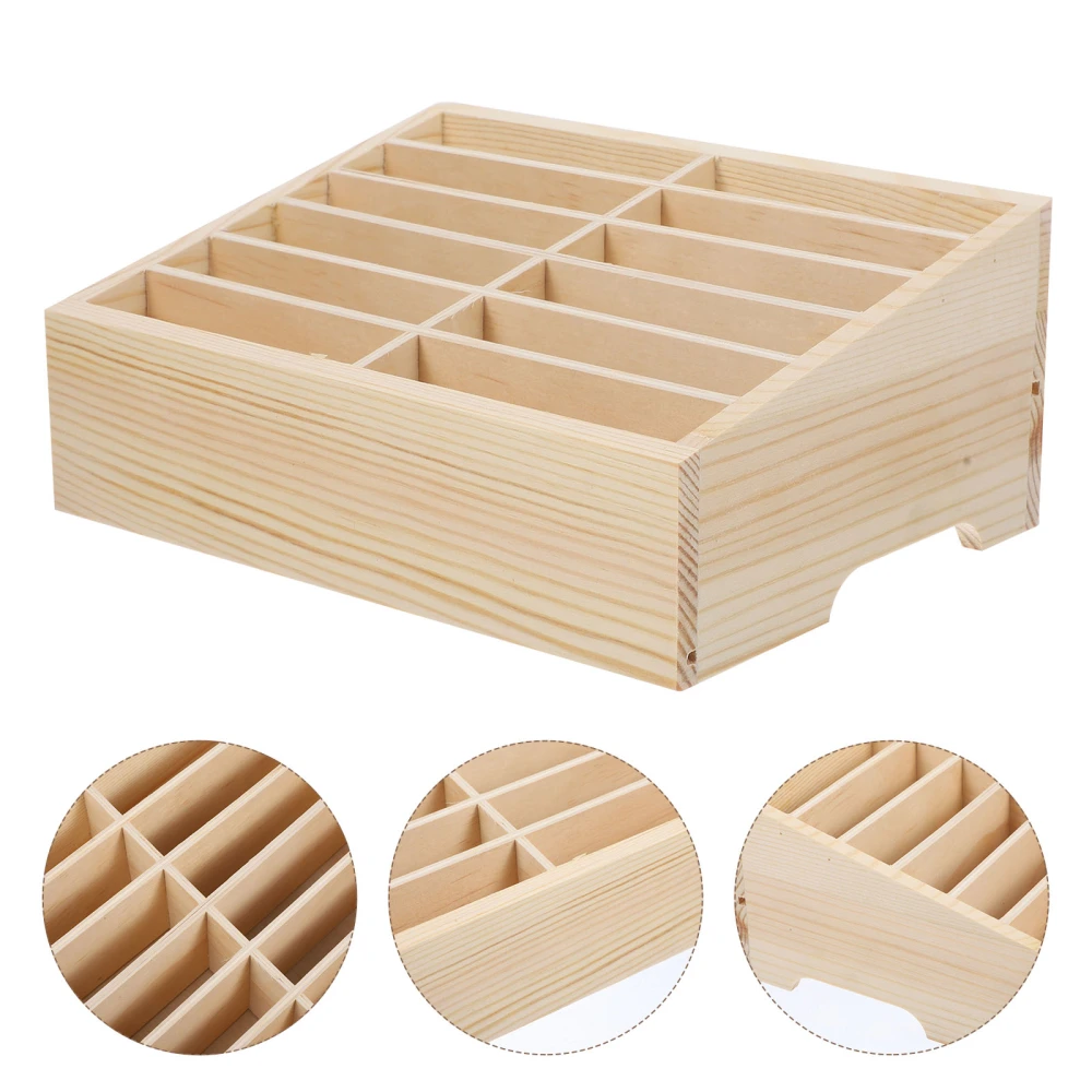 Office Mobile Phone Organizing Box Wooden Multi-grid Cell Phone Storage Box