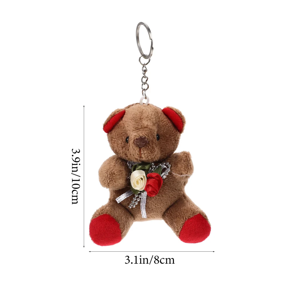 4pcs Plush Mini Bear Toys Valentine's Day Stuffed Animals Plush Bears Keychain Decor