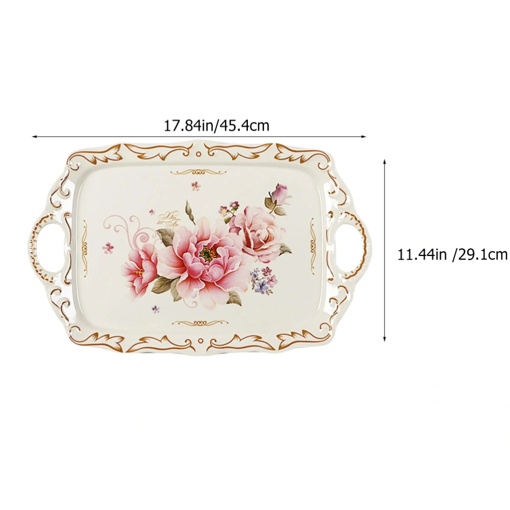 Melamine Tea Cup Tray Double Handles Decorative Elegant Snack Fruit Storage Tray