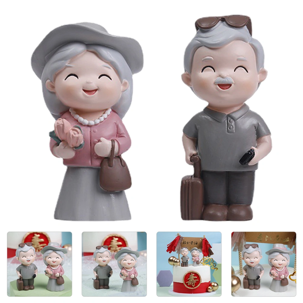 Resin Travel Figurine Decoration Car Decorative Elderly Figure Cake DIY Cartoon Figurine