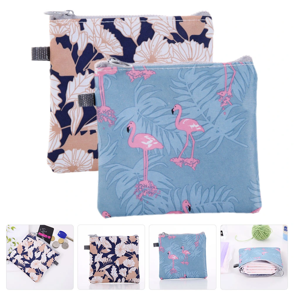 2Pcs Sanitary Napkin Storage Bags Menstrual Pad Bags Zipper Sanitary Pouches Coin Bags