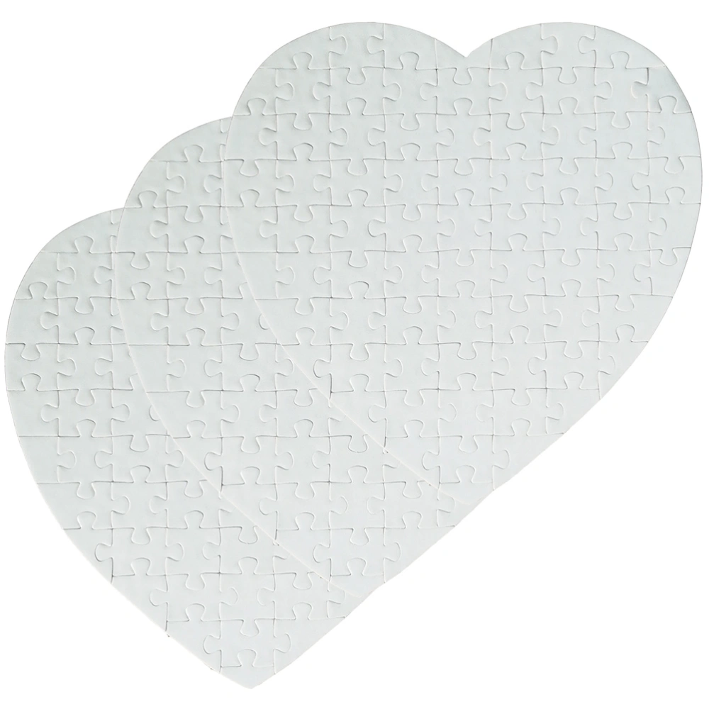 3pcs DIY Heart Shape Heat Transfer Puzzles Thermal Transfer Blank Puzzle Pieces