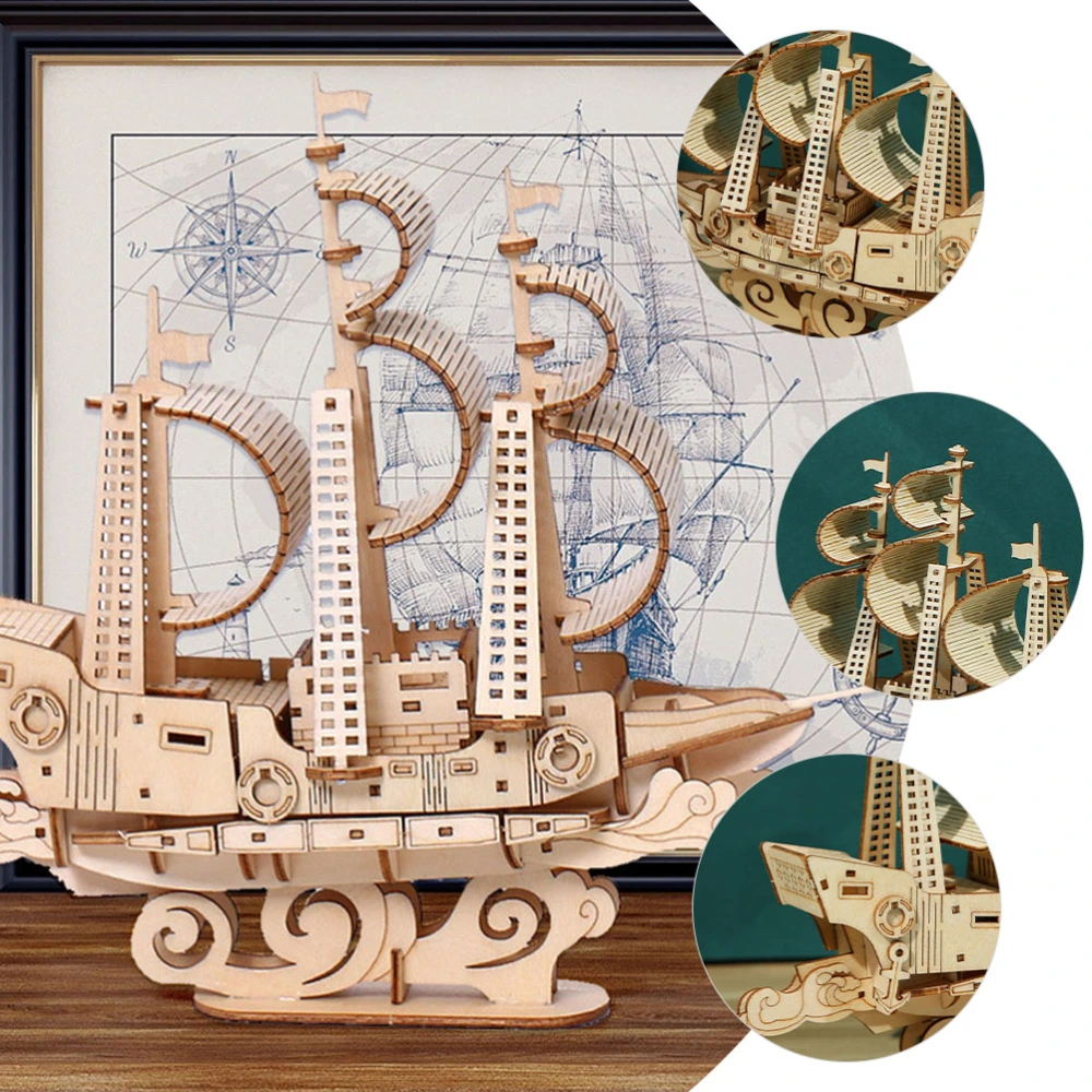 Wooden Puzzle Ocean Sailboat Model 3D Sailing Ship Puzzle DIY Nautical Boat Puzzle