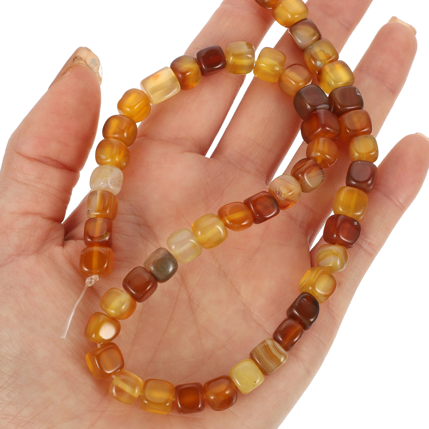1 String of Agate Gemstone Cube Loose Beads for Jewelry Bracelet Crafts Making