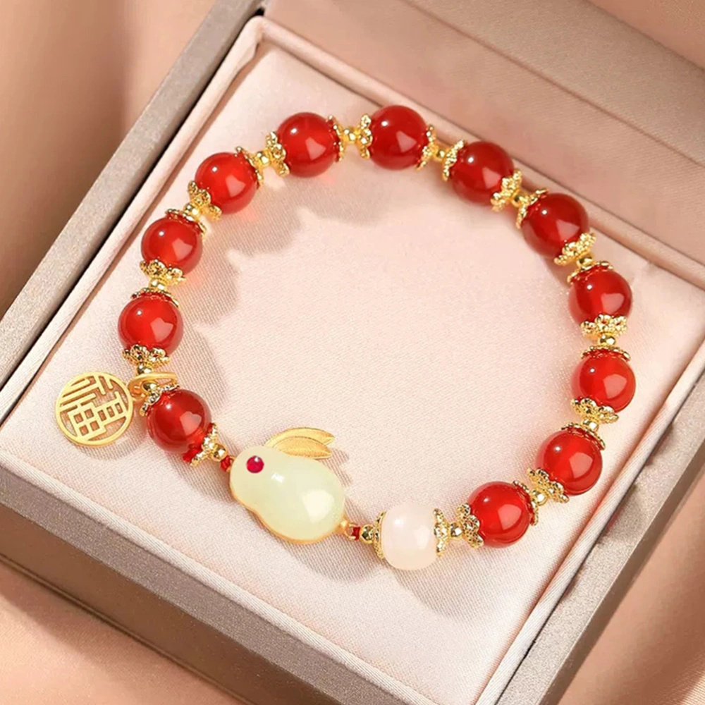 Zodiac Rabbit Bracelet Red Beaded Bracelet New Year Bracelet Gift for Women