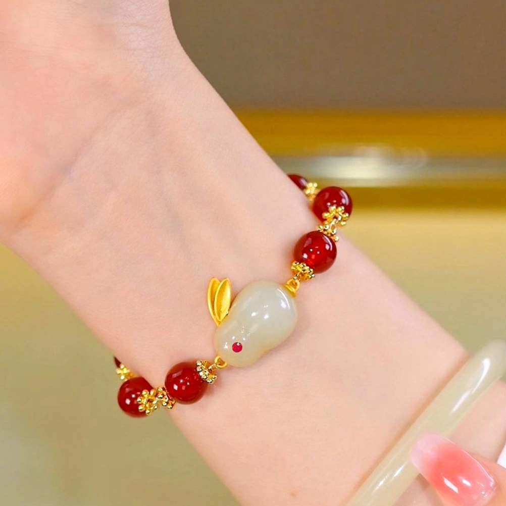 Zodiac Rabbit Bracelet Red Beaded Bracelet New Year Bracelet Gift for Women