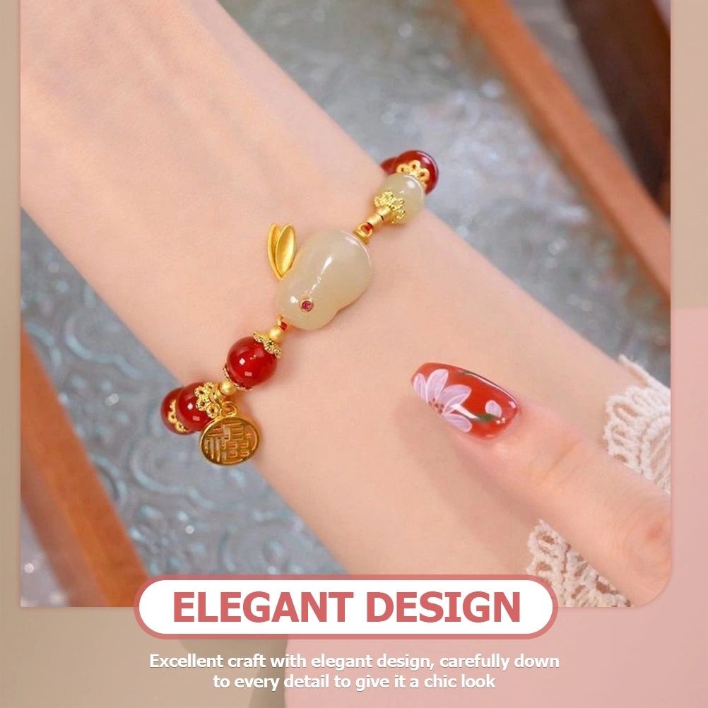 Zodiac Rabbit Bracelet Red Beaded Bracelet New Year Bracelet Gift for Women