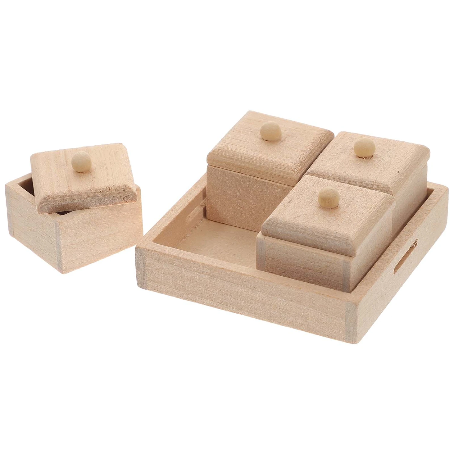 1 Set of Mini House Storage Dish Model Desktop Doll House Mini Doll House Tray Toy