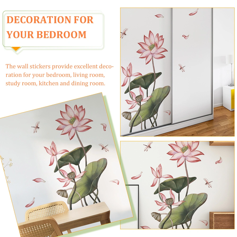 1 Sheet Lotus Flower Leaves Wall Sticker Lotus Flower Wall Decal Removable DIY Floral Pattern DIY Wall Sticker