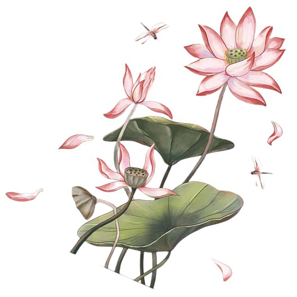 1 Sheet Lotus Flower Leaves Wall Sticker Lotus Flower Wall Decal Removable DIY Floral Pattern DIY Wall Sticker