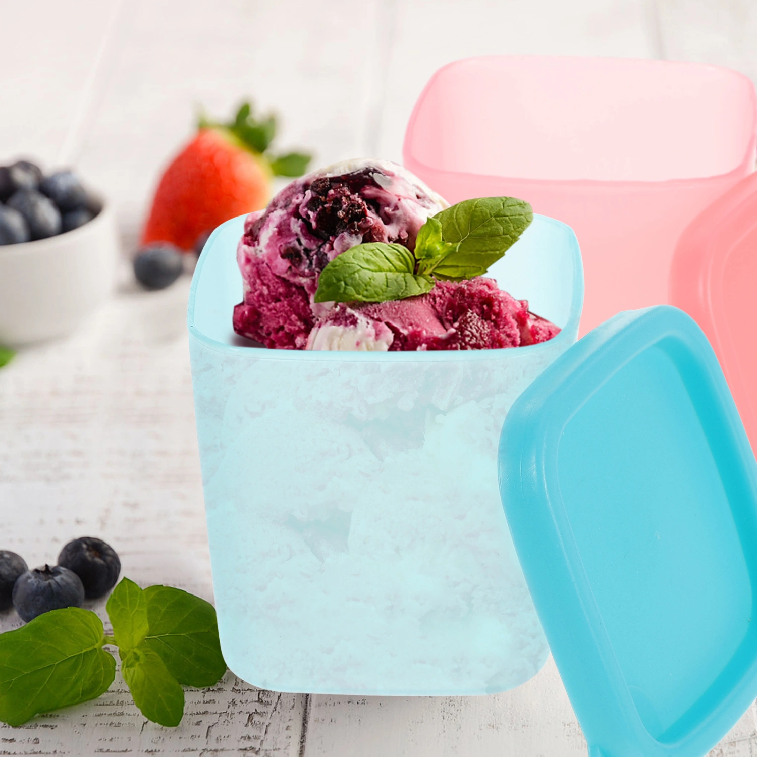 3pcs Reusable Ice Cream Containers Homemade Ice Cream Box   Stackable Storage Containers