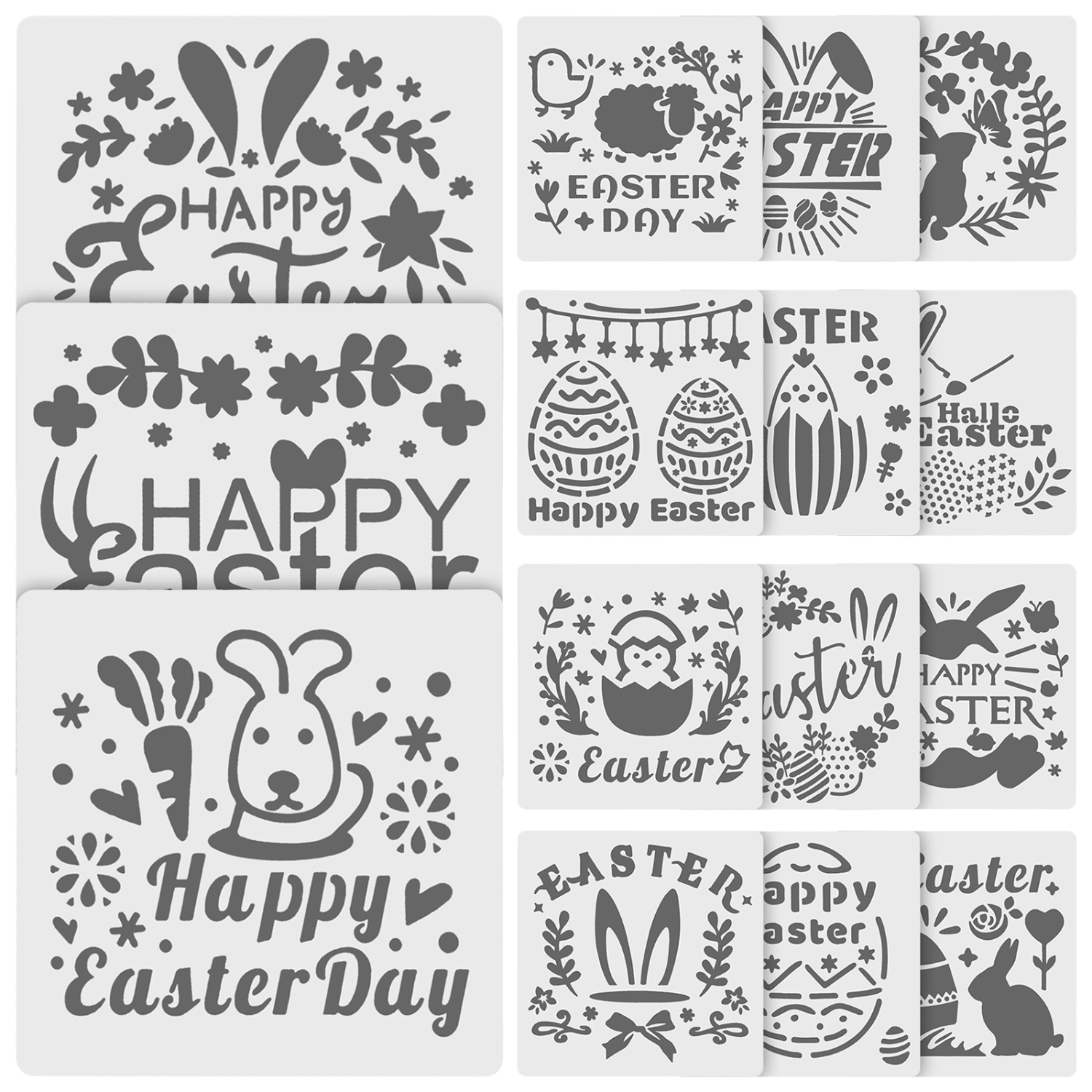 15pcs Easter Stencils Paint Stencils Holiday Easter Stencils for Painting On Wood