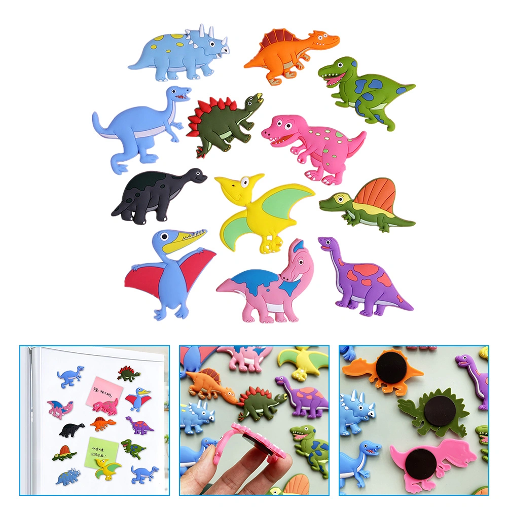 12Pcs Dinosaur Refrigerator Magnets Cartoon Fridge Magnets Adorable Refrigerator Magnets Decors
