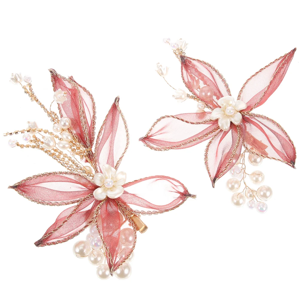 2pcs Flower Hair Clips Tassel Hairpins Women Hair Clips Teen Girls Hair Accessories