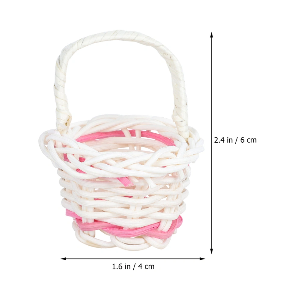 6pcs Miniature Flower Basket Handheld Woven Basket Household Office Decor Basket