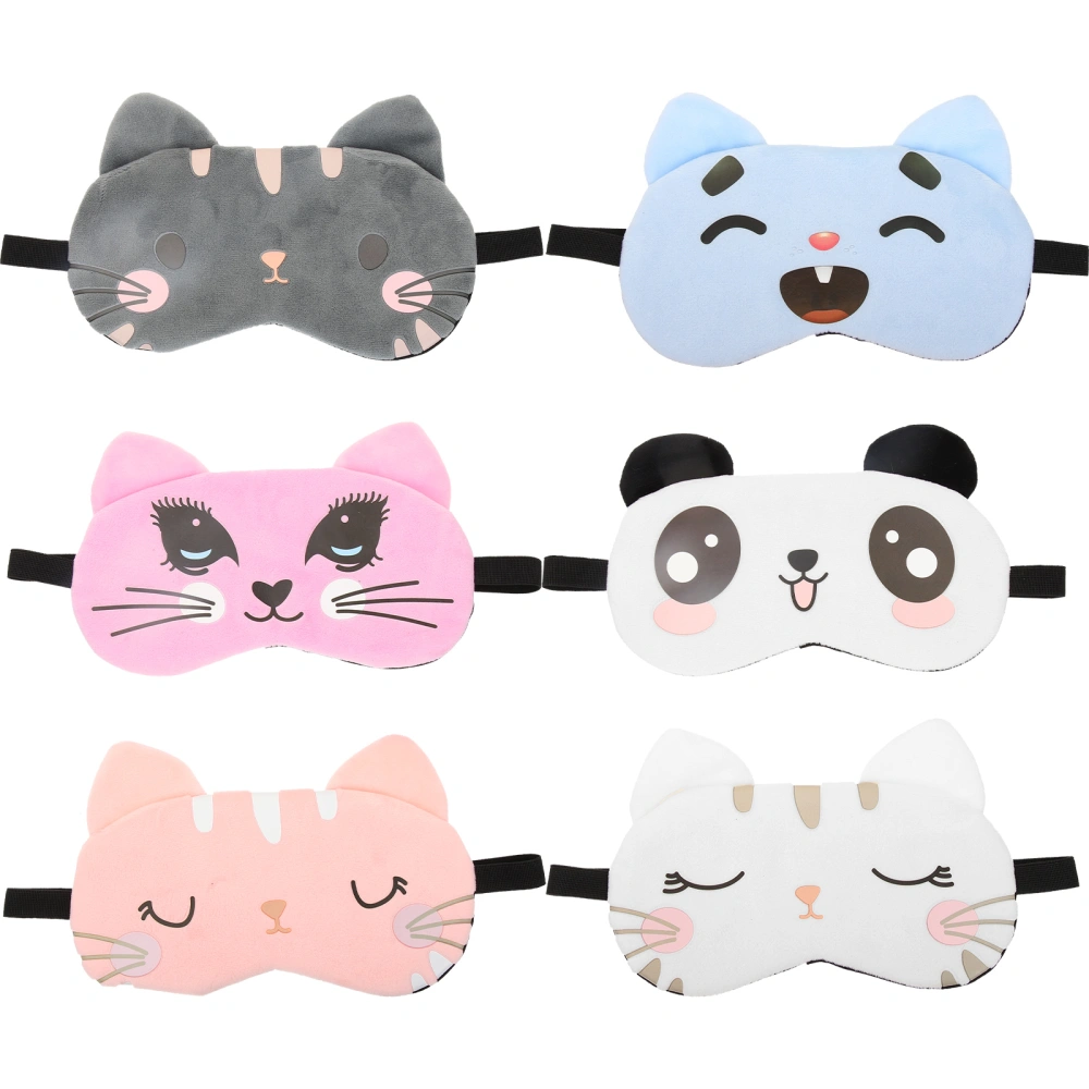 6pcs Sleep Mask Adorable Animal Pattern Night Mask For Women Girls Children