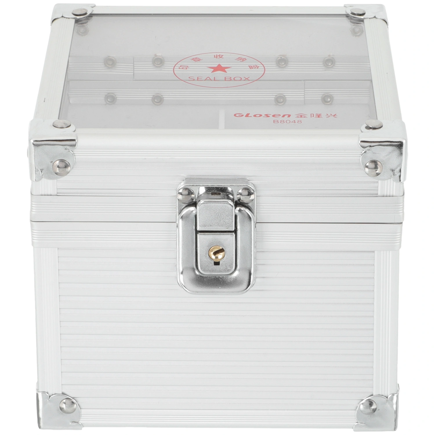 Aluminum Alloy Stamper Storage Box 4-Compartment Official Seal Box Holder with Lock Key
