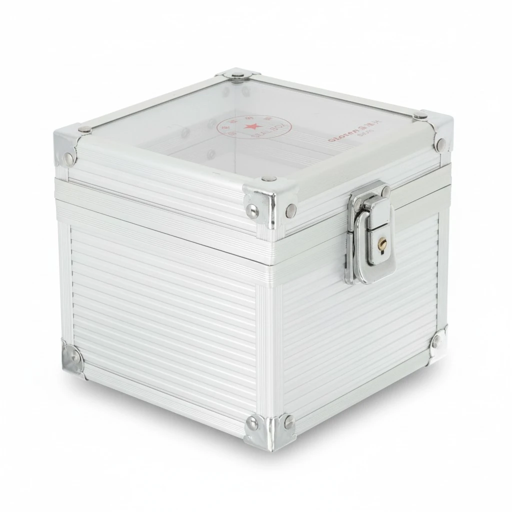 Aluminum Alloy Stamper Storage Box 4-Compartment Official Seal Box Holder with Lock Key