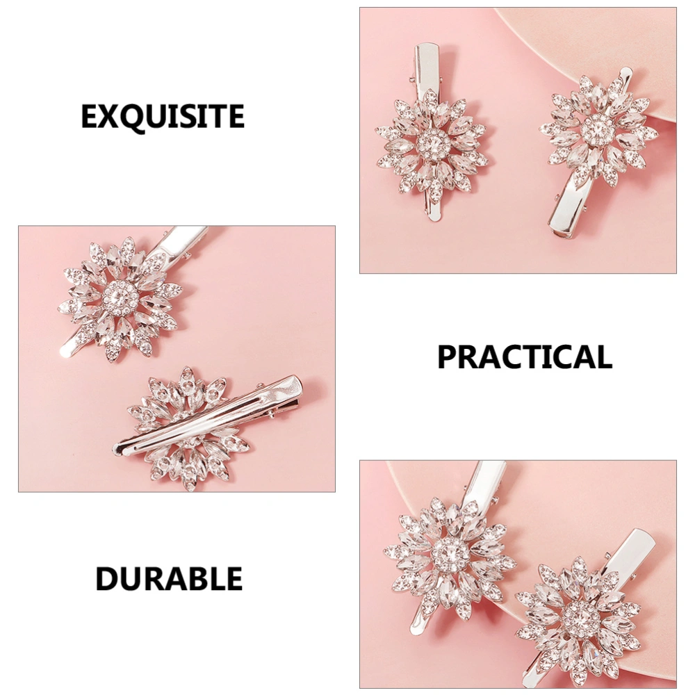 4Pcs Rhinestone Hair Clip Wedding Hairpin Flower Design Crystal Hair Clips Barrettes