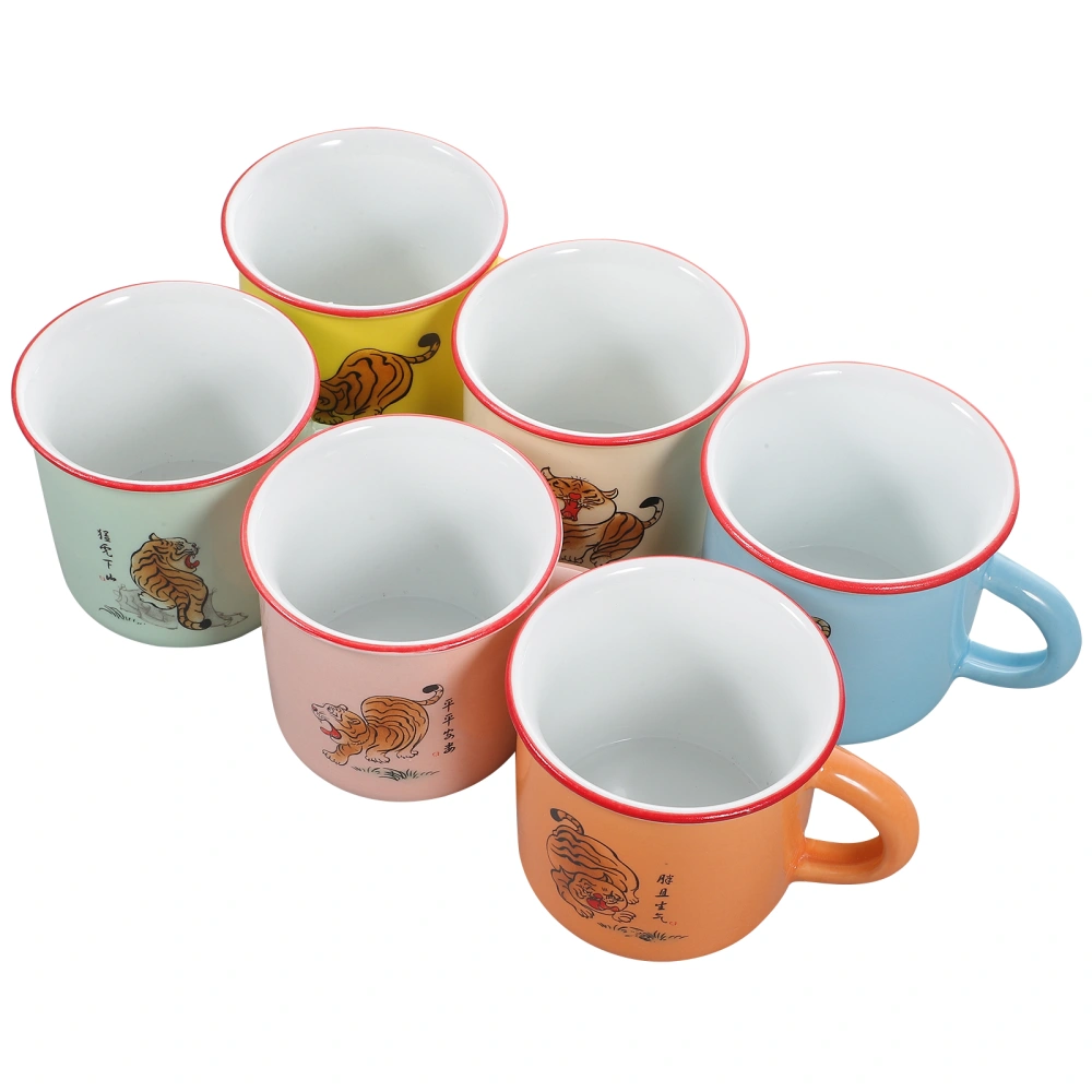 6Pcs Student Water Mug Handheld Water Cup Ceramic Water Mug Retro Water Mug Small Breakfast Mug