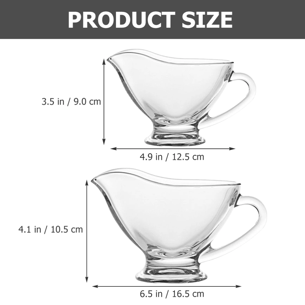 2pcs Glass Clear Gravy Boats Gravy Server Sauce Dishes Kitchen Seasoning Serving Boats