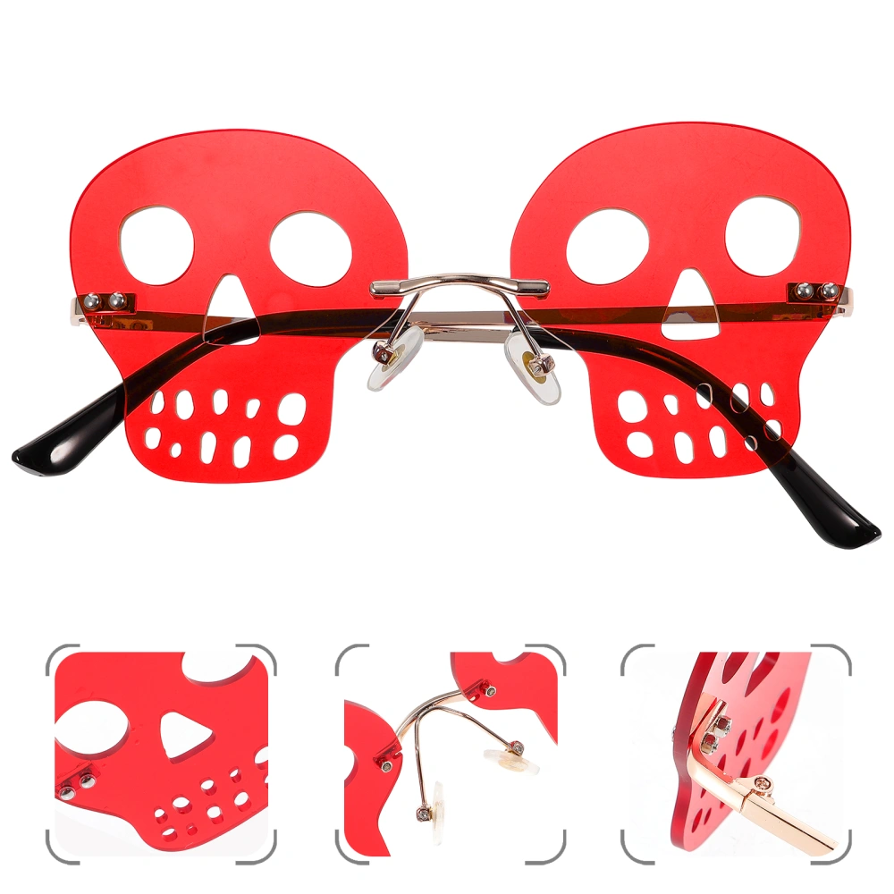 1 Pair Rimless Sunglasses Skull Pattern Beach Party Sunglasses For Women Men