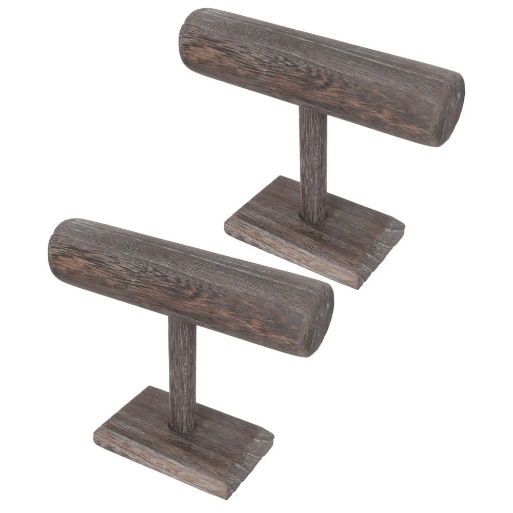 2pcs Wood Hair Tie Storage Stands Watch Display Rack Desktop Hairband Display Stands for Display