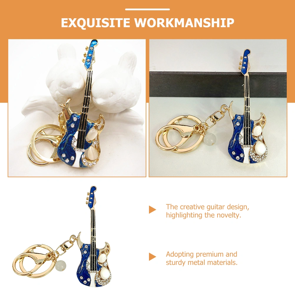 Guitar Keychain Kids Backpack Hanging Pendant Metal Keyring Phone Keychain