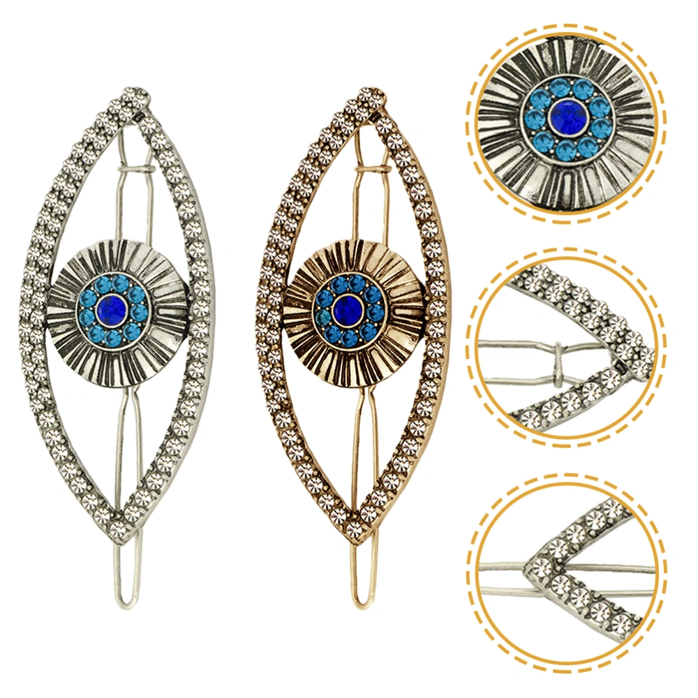 2pcs Evil Eye Hair Clips Rhinestone Hairpins Hair Barrettes Women Hair Accessories