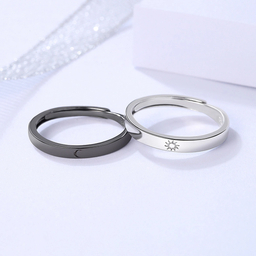 1 Pair Sun and Moon Couple Rings Adjustable Matching Rings for Her and Him