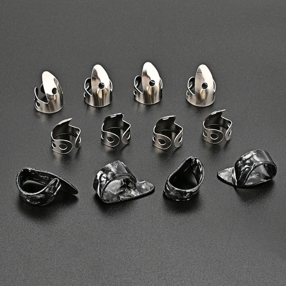 12Pcs Adjustable Finger Thumb Pick Rings Set Metal First Finger  Picks Thumb Picks for Guitar