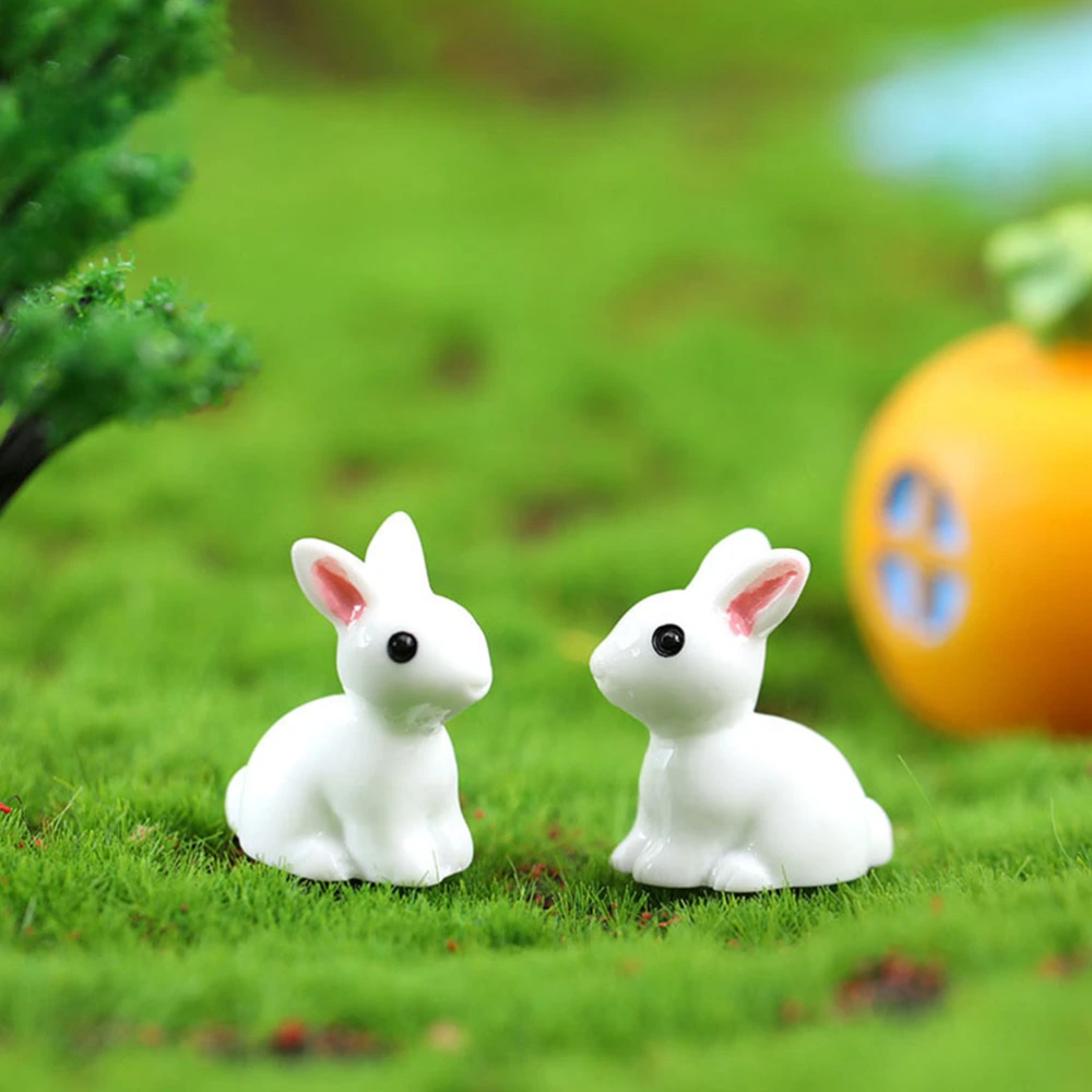 60pcs Mini Bunny Figurines Miniature Resin Animals Moss Micro Landscape Decoration