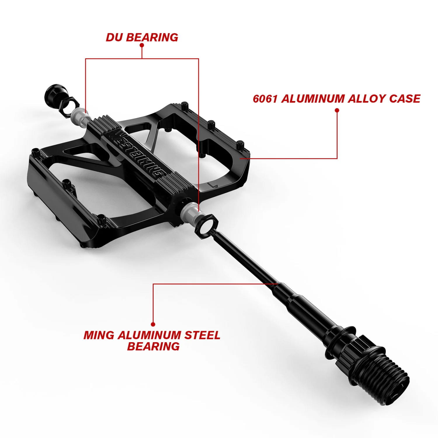 1 Pairs Mountain Bike Pedals Aluminum Alloy Bicycle Pedals Bearing Lightweight Platform Pedals Accessories