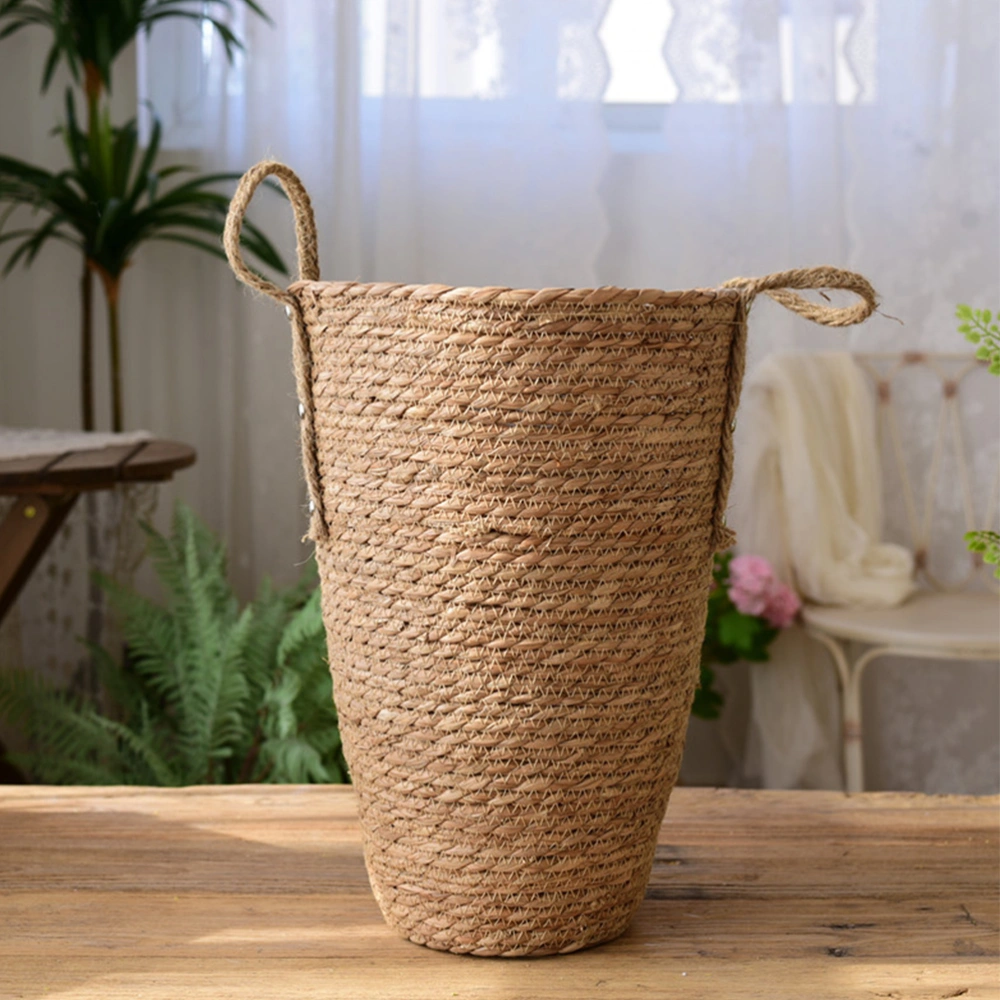 Decorative Flower Pot Handmade Flower Storage Basket Straw Weaving Flowerpot