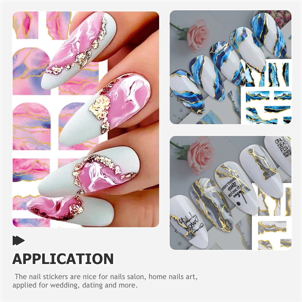 5 Sheets Nail Art Stickers Stripe Line Nail Decals Self-adhesive Nail Art Supplies