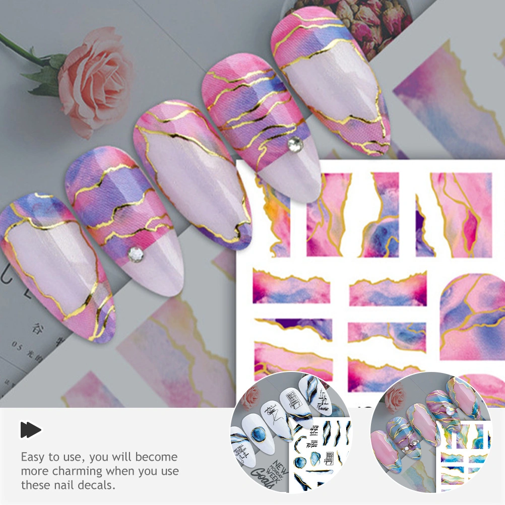 5 Sheets Nail Art Stickers Stripe Line Nail Decals Self-adhesive Nail Art Supplies