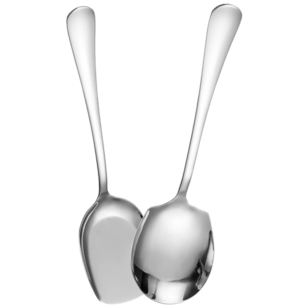 1 Set Reusable Spoon Food Serving Spoon Banquet Serving Spoon Stainless Steel Serving Spoon