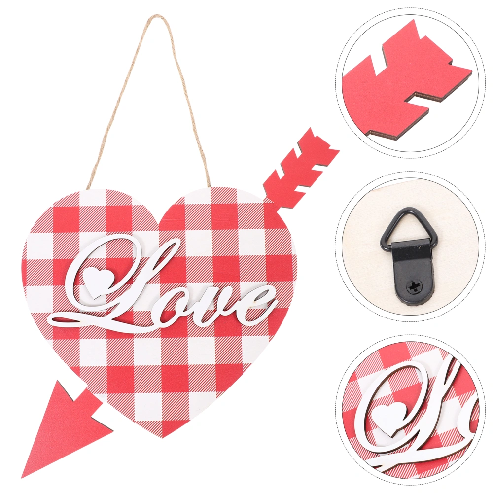 Valentine's Day Decor Heart Shaped Wooden Sign Wall Hanging Decor Hanging Wood Plaque