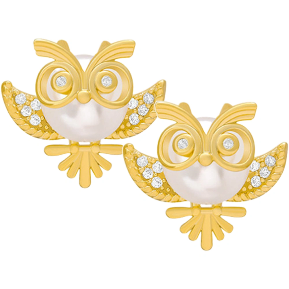 1 Pair Owl Earrings Stud Earrings Pearl Earrings Fashion Ear Jewelry for Women Girls