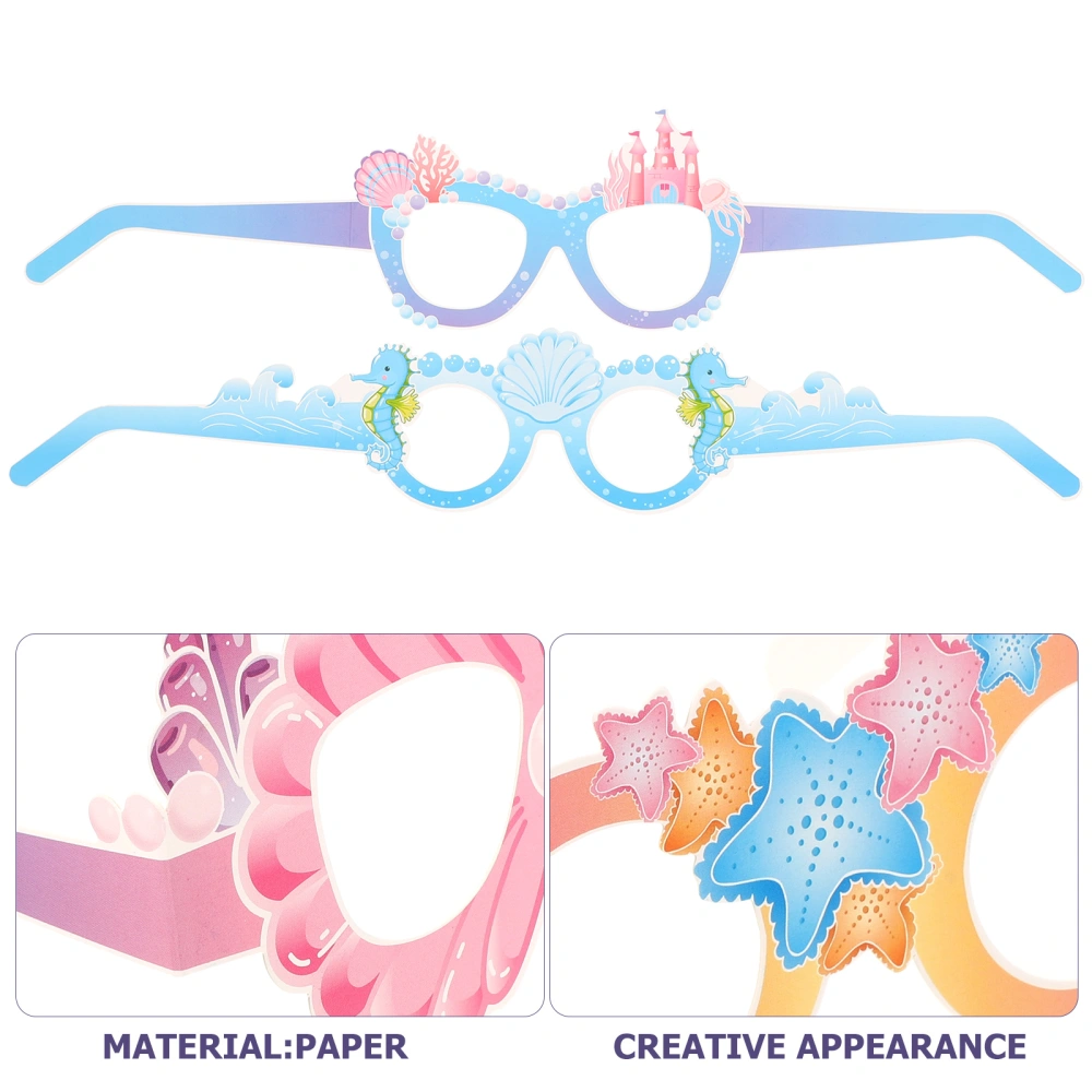 24pcs Mermaid Themed Glasses Party Glasses Decorative Paper Glasses Photo Props