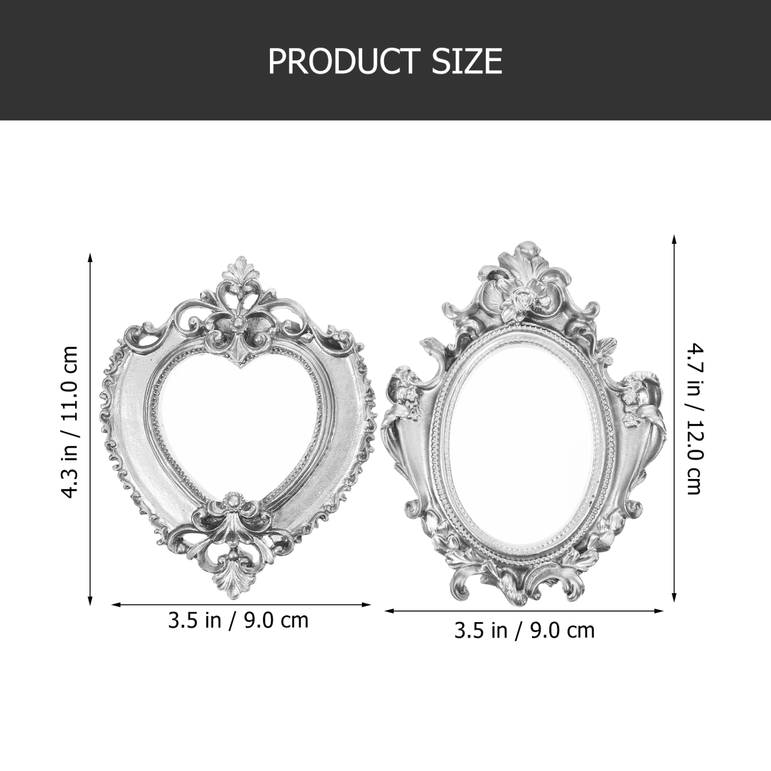 2Pcs Vintage Resin Picture Frames Antique Photography Frames Jewelry Display Frames