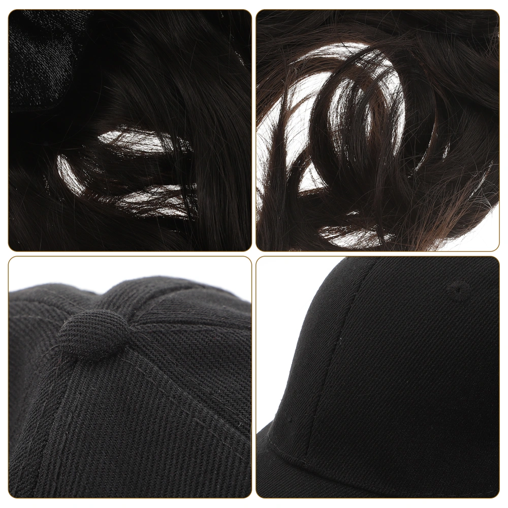 Long Curly Wig Hat Peaked Cap Wig Hat with Hair Attached Synthetic Wig for Women