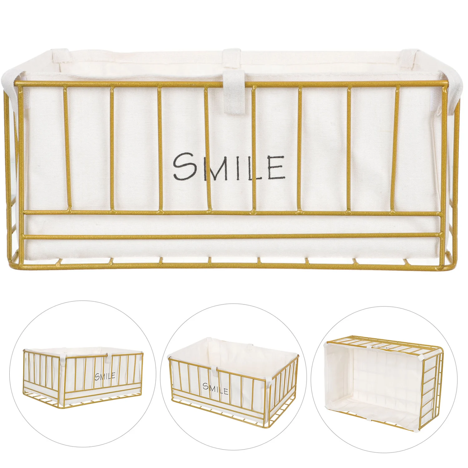 Wire Storage Basket with Fabric Liner Utility Storage Bin Sundries Organizer for Home Office