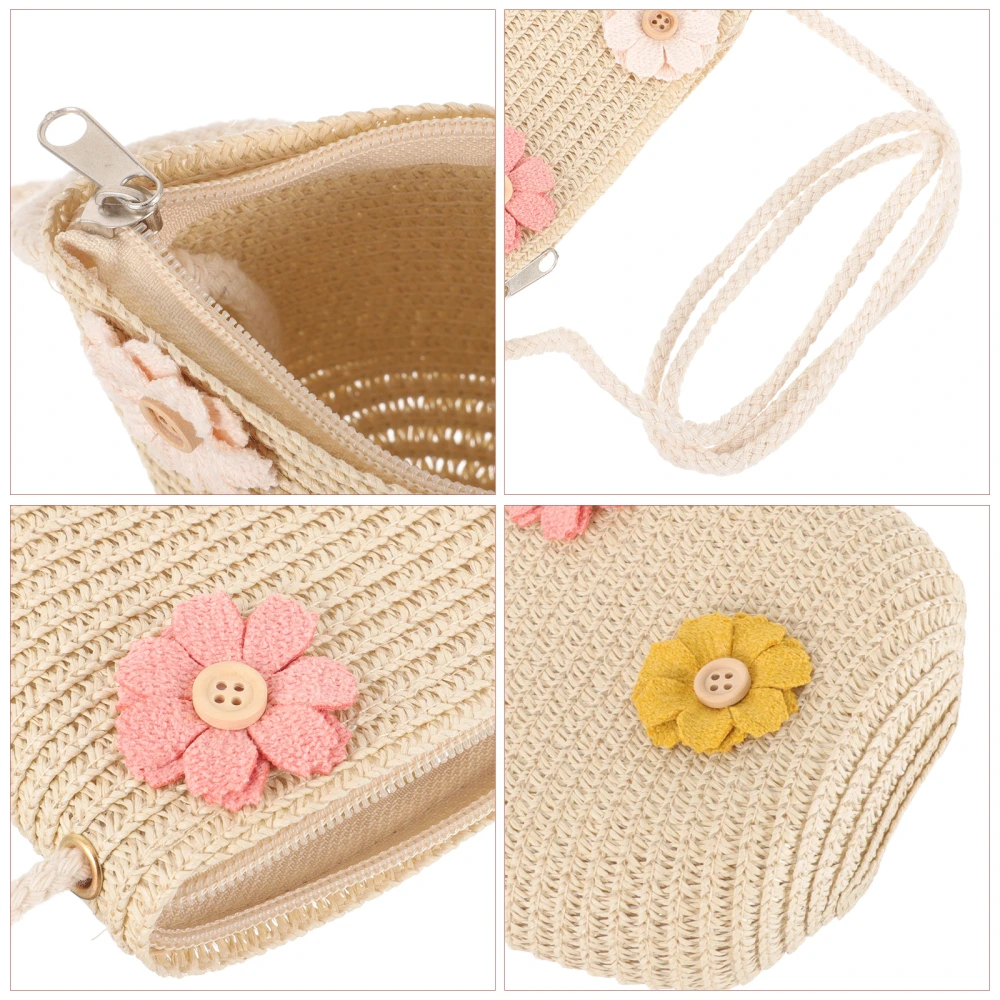 Little Girls Straw Purses Straw Crossbody Bag Cute Straw Shoulder Bag Woven Bag for Girls